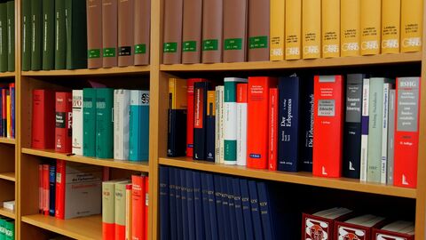 Regal mit Gesetzesbüchern Regal mit Gesetzesbüchern und Fachliteratur