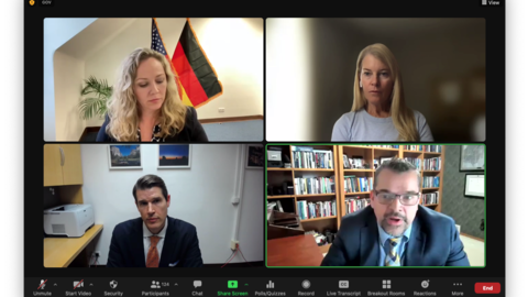 Studierende beschäftigen sich mit unbewussten Vorurteilen bei der Fortbildung zum Thema „implicit bias“ des US Generalkonsulats in Frankfurt  Screenshot der Fortbildung zum Thema „implicit bias“ des US Generalkonsulats in Frankfurt