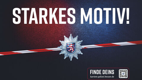 Plakat blau roter Hintergrund Schriftzug Starkes Motiv Polizeiflatterband Polizeistern