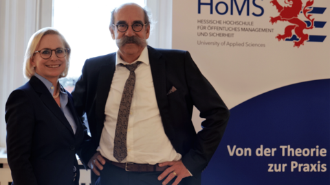 Hochschultag der HöMS - Frau Prof. Dr. Eibelshäuser (HöMS), Dr. Ulrich Keilmann (Direktor bei Hessischen Rechnungshof Hochschultag der HöMS - Frau Prof. Dr. Eibelshäuser, Dr. Ulrich Keilmann