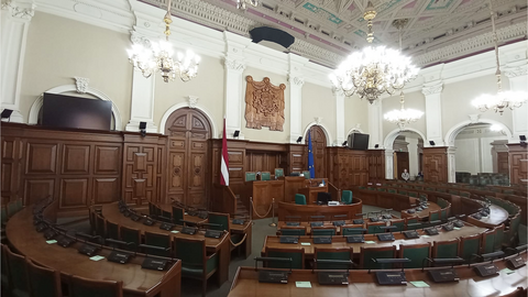 Plenarsaal der Saeima, dem Parlament der Republik Lettland