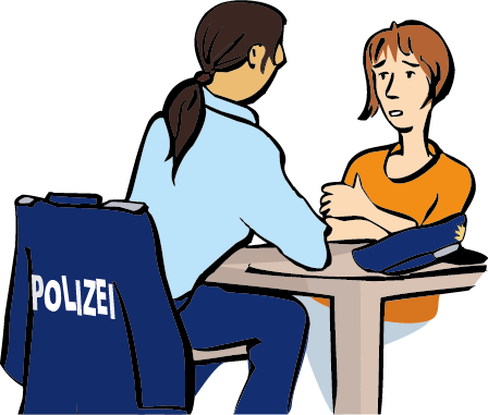 Eine Frau erzählt der Polizei, was passiert ist